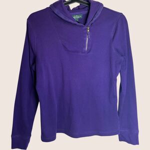 💜 RALPH LAUREN JEANS CO PURPLE QUARTER ZIP LONG SLEEVE COWL NECK TOP MEDIUM